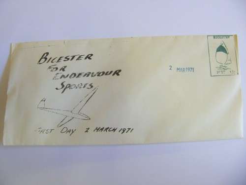 1971 Bicester strike cover - Bicester for endeavour sports with strike 15p stamp - 2 March 1971