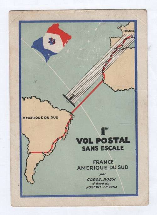 Postcard flown from France to Argentina - Forced to land at PORTO PRAIA, CAPE VERDE ISLANDS