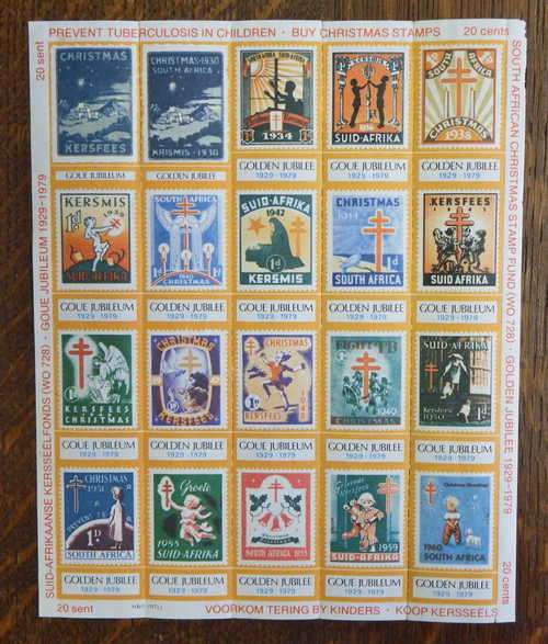 1979 Sheet of Christmas stamps - Partly torn