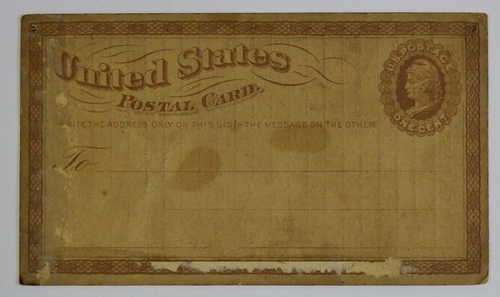 1870`s United States postal card with Pinckney Brothers Market List on back