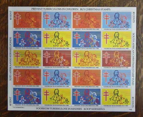 1985 Tuberculosis Christmas stamp unused sheet