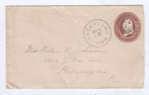 1887 Envelope USA cancelled in Watertown, Connectocut posted to Philadelphia with received backstamp