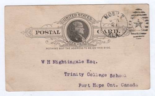 ± 1900 Postcard with USA Mobile, Alabama Star postmark posted to Canada - No stamp