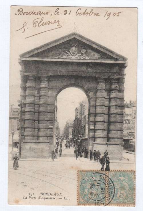 Postcard from Les Chartrons, France to Port Elizabeth, South Africa via Southampton
