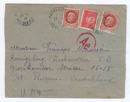 WW2 Letter posted in France - Addressed to a political prisoner in a German labour camp