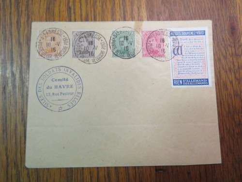 Belgian WW1 cover cancelled 16-10-16 -STE  Addresse with Asquith quote label (RARE) and invalid fund