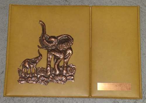 Vintage folder with copper elephants