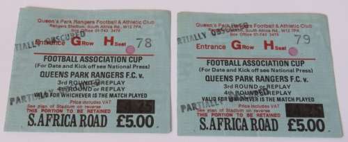 Vintage Pair of Football tickets for Queens Park Rangers - South Africa Road
