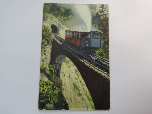 Postcard Luzern, Switzerland to Belfast, Ireland with picture of train crossing bridge - 1922