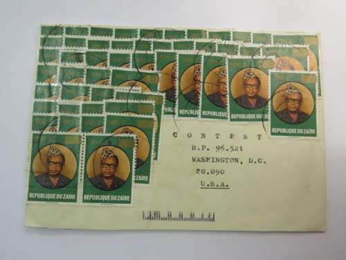 Postal Cover from Zaire to Washington DC - USA Commercial inflation usage of stamps - 1992