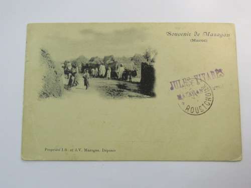 Postcard Mazagan,Morocco to Roustchouk,Bulgaria 7 June 1902 with overprinted 5 centimes French stamp
