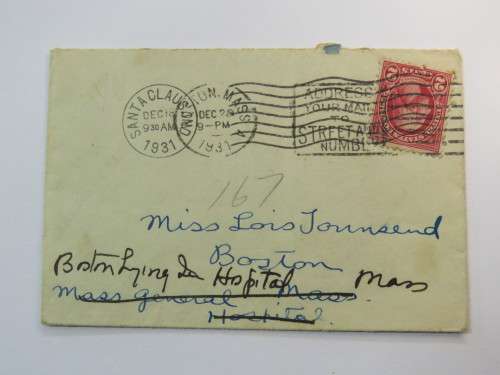 Cover Santa Claus, Indiana to Boston, USA - Genuine post office