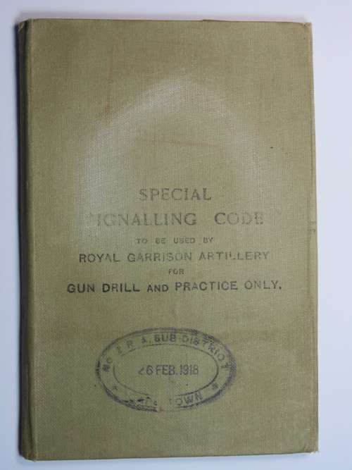 Special Signalling Code folder to be used by Royal Garrison Artillery - WW1 period