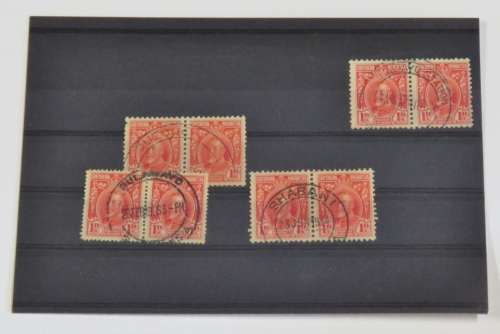 Southern Rhodesia - 4 Pairs of one penny stamps with the following postmarks