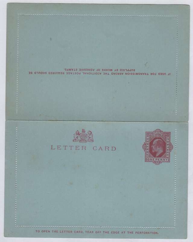 Unused Letter card with Edward VII One Penny stamp