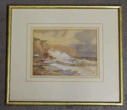 Watercolour seascape painting - Signed ELMF