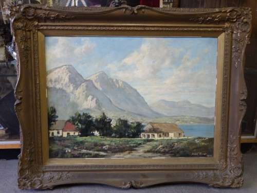 Original Johan Oldert 1956 oil painting - Artwork: 54.5cm  x 39.5cm, Frame: 72cm x 57cm