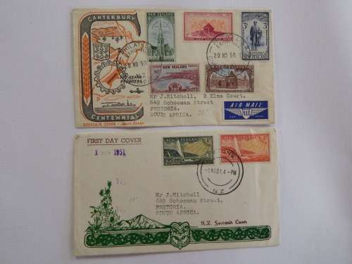 Pair of New Zealand 1950 and 1951 stamp covers - Souvenirs