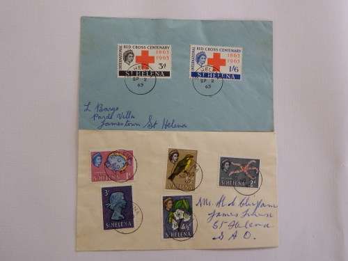 2x St Helena Bay first day covers - 1963 and 1965