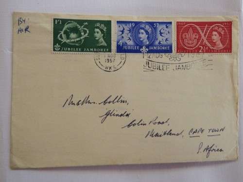 1957 Great Britain Jubilee Jamboree set on first day cover