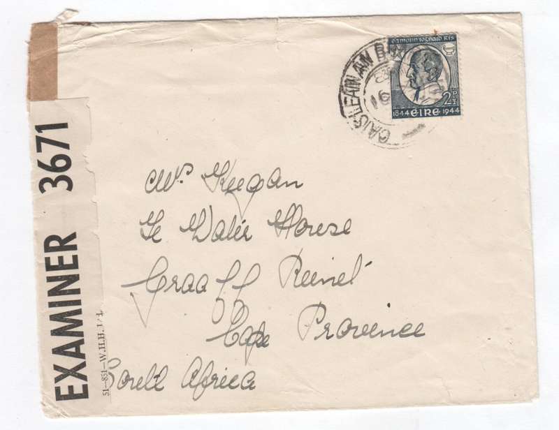 Cover sent from Caislean an Bharraigh, Ireland to Graaff Reinet, South Africa with Irish stamp