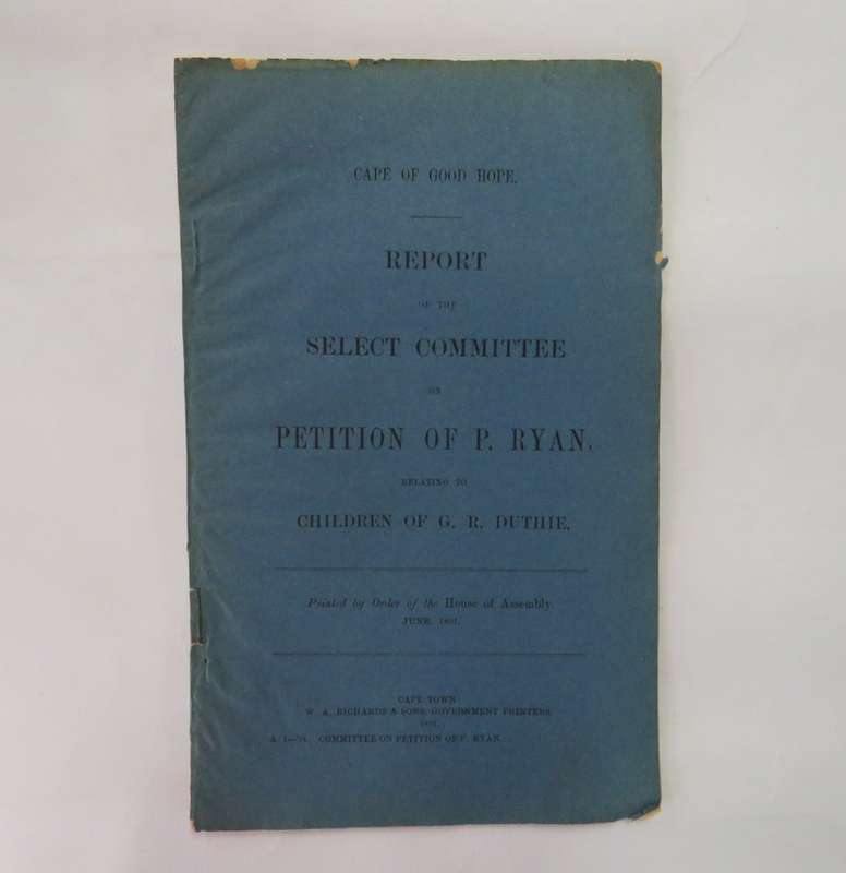 Cape of Good Hope report of the select committee on the petition of P.Ryan on the 2 blind children