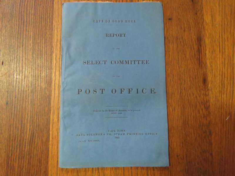 Cape of Good Hope 1863 report of the select committee on the Post Office