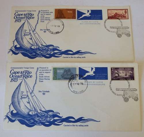 1973 Cape to Rio ocean race - Pair of 2 covers - Flown by VARIG back from Rio