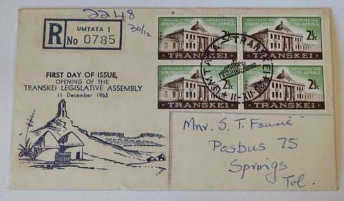 Transkei Legislative Assembly first day cover 11 Dec 1963