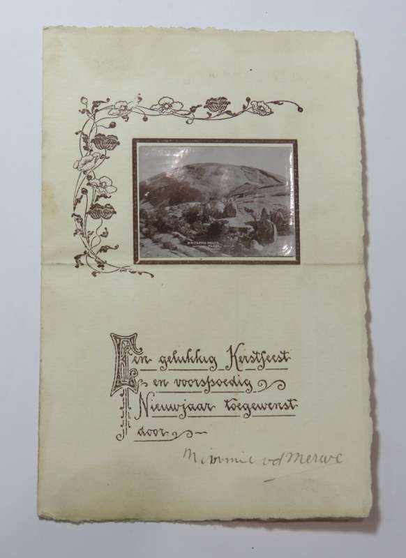 Unused Christmas Card with photo of Britannia Rocks, Paarl - Early 1900`s - Rare