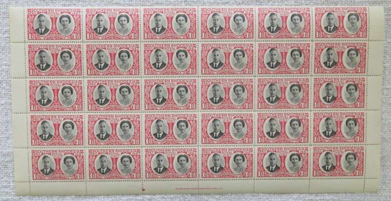 Southern Rhodesia variation - SACC 65 block of 25 mint stamps