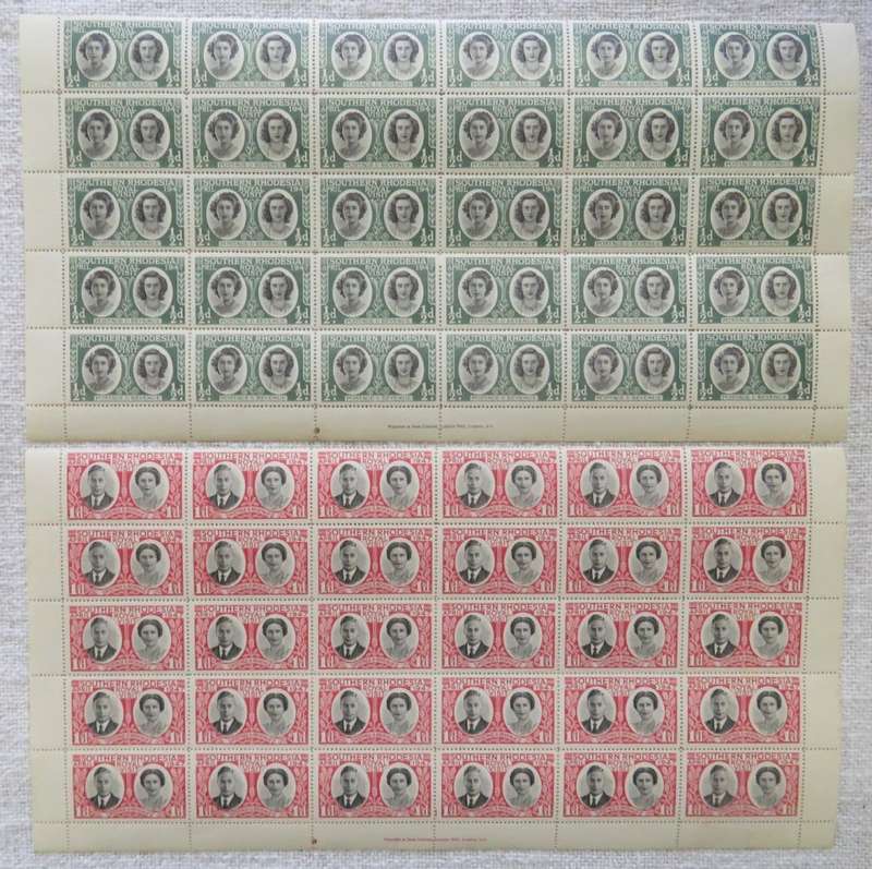 Southern Rhodesia variation blocks of 25 stamps of  SACC 64 and SACC 65 - Mint