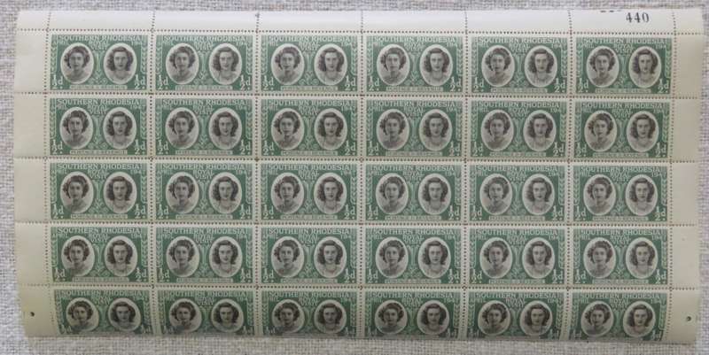 Southern Rhodesia block of 30 stamps SACC 64 - Some minor shifting of portraits