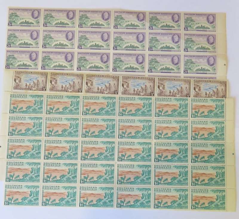 Southern Rhodesia SACC 73,74,75 3 blocks of 30 - Unchecked for varieties