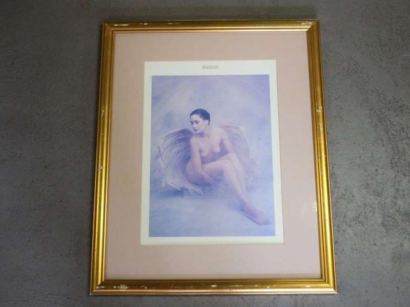 Vintage Pirelli calendar poster in frame - Frame size: 60cm x 74cm - Poster size: 32cm x 43.5cm
