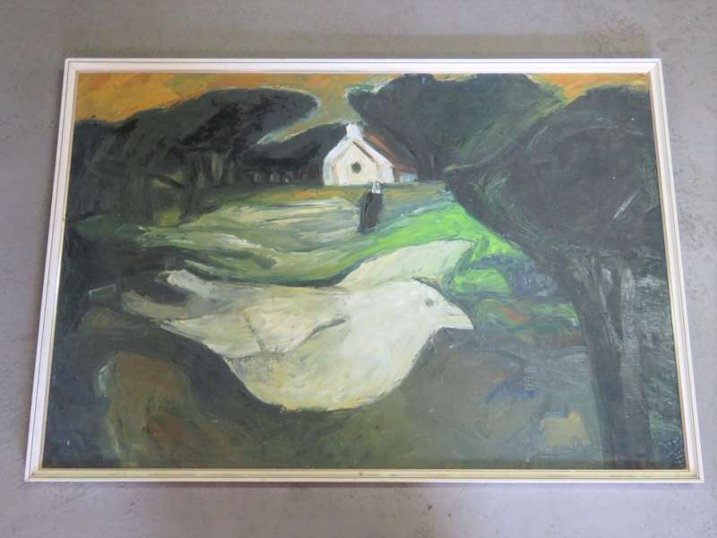 Estelle Marais white dove landscape painting