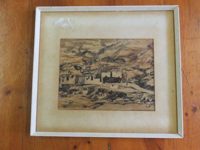 Estelle Marais landscape sketch - Personal message on back