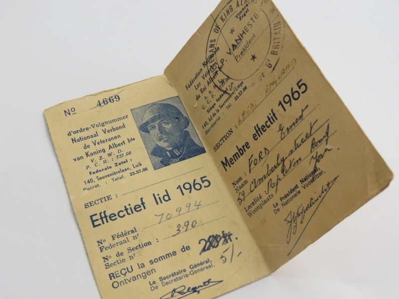1965 Veterans of King Albert membership card
