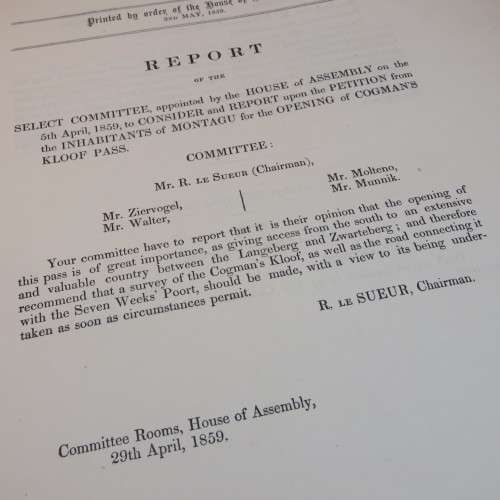 1859 Cape of Good Hope report of the select committee of the House of Assembly
