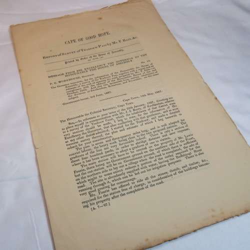 1867 Cape of Good Hope report if survey of Tradouw pass by Mr. T. Bain