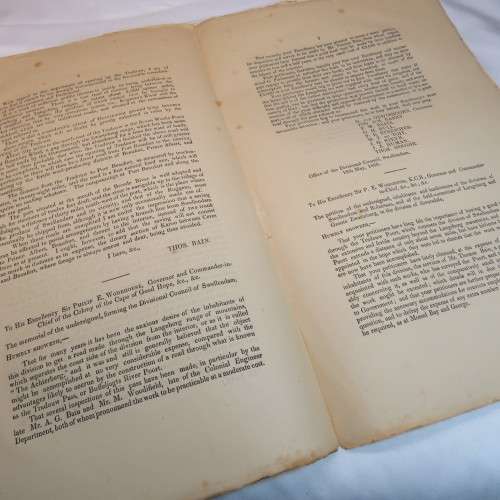 1867 Cape of Good Hope report if survey of Tradouw pass by Mr. T. Bain