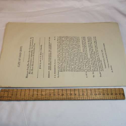 1868 Cape of Good Hope message from the Governor P.E. Wodehouse to the House of Assembly