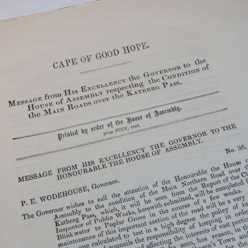 1868 Cape of Good Hope message from the Governor P.E. Wodehouse to the House of Assembly