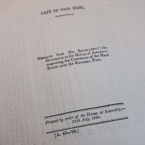 1868 Cape of Good Hope message from the Governor P.E. Wodehouse to the House of Assembly