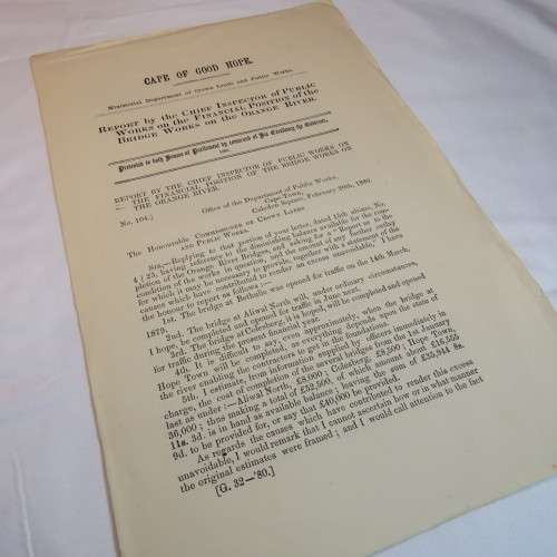 1880 Cape of Good Hope original report by the Chief Inspector