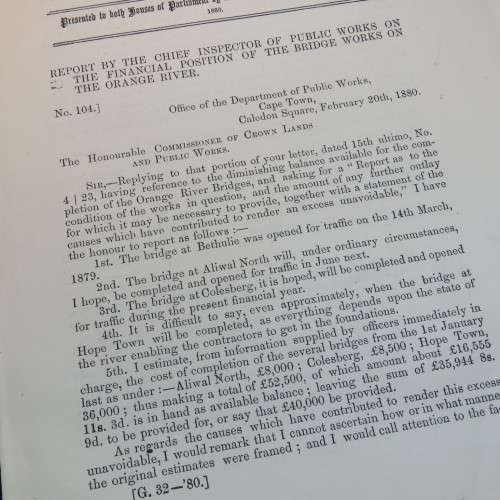 1880 Cape of Good Hope original report by the Chief Inspector