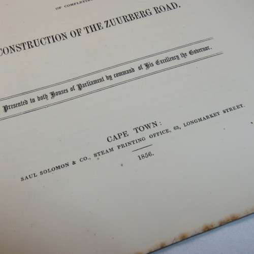 1856 Cape of Good Hope reports on the present state and estimated cost of the Zuurberg road