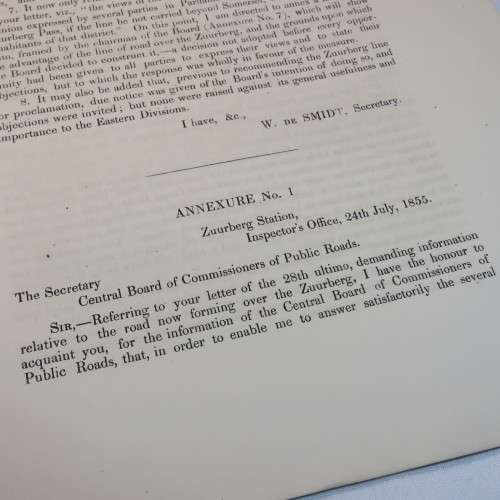 1856 Cape of Good Hope reports on the present state and estimated cost of the Zuurberg road