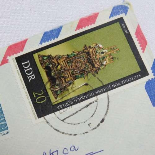 Postal History - Airmail cover from Schmollm DDR to Paarl, South Africa with 4 DDR stamps cancelled