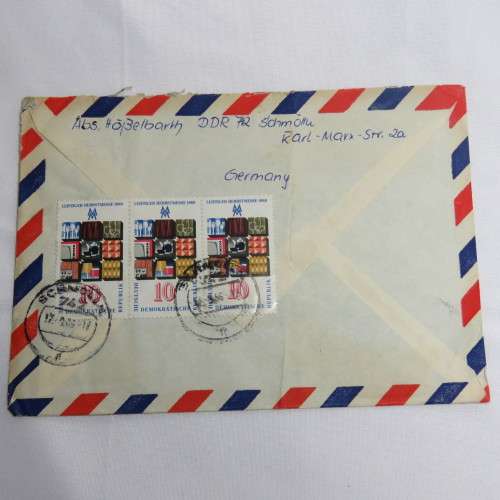 Postal History - Airmail cover Schmolln, DDR to Paar, South Africa with 4 DDR stamps on front